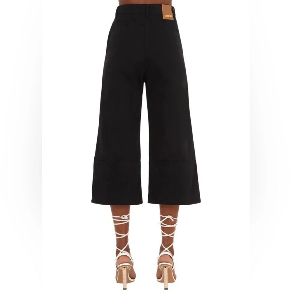 Jacquemus La Riviera Wide Leg Cropped Jeans in Black Size 27 - Picture 2 of 12